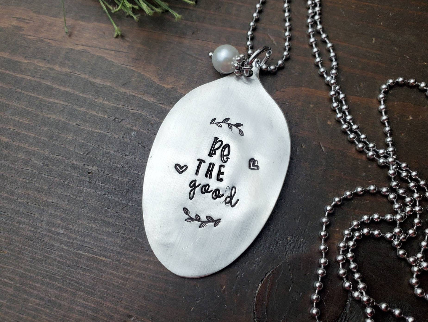 Be The Good, Spoon Jewelry, Spoon Gifts, Spoon Necklace, Hand Stamped Necklace, Pendant, Gifts For Her, Handmade Jewelry, Inspring Gift