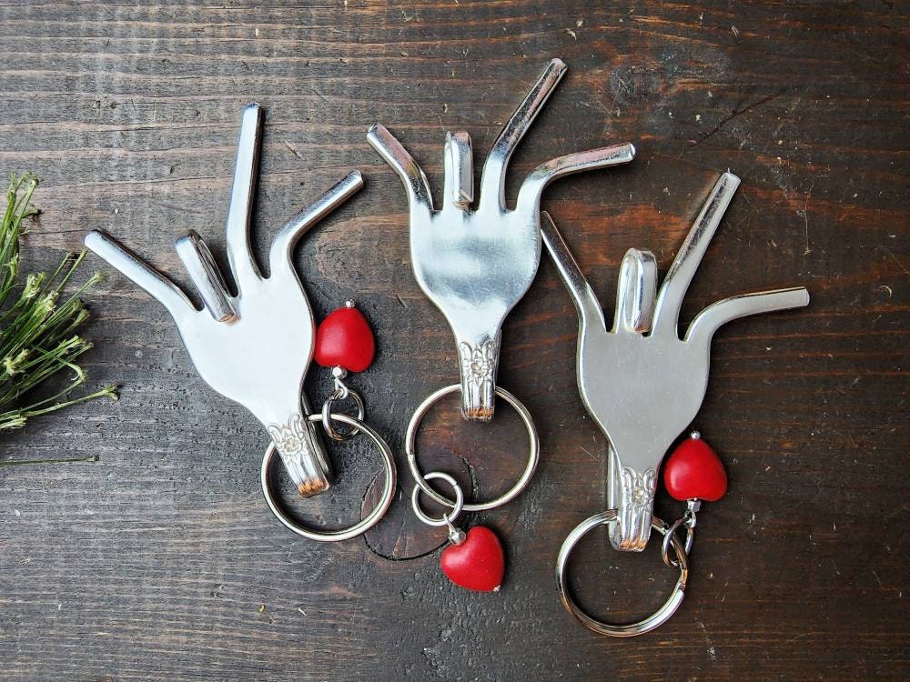 I Love You, Sign Language, Fork Key Chain, Valentine's Day, Gifts For Her, Funny Gifts, Silverware, ASL, Gifts Under 20, Handmade Gift