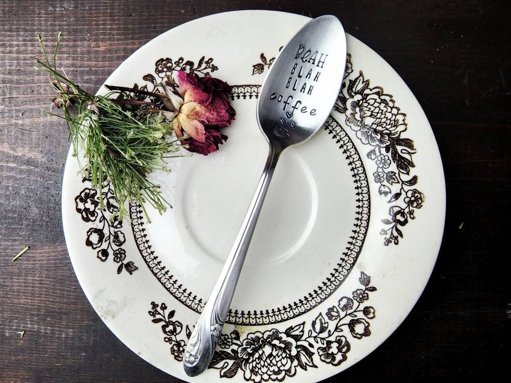 Blah Blah Blah, Coffee Spoon, Stamped Spoon, Tea Spoon, Spoon Me Maryland, Birthday, Co-Worker Gift, Silverware, Coffee Gift