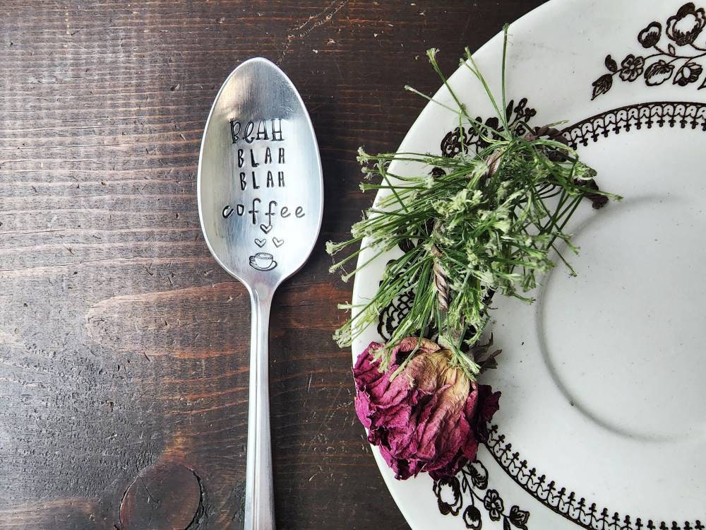 Blah Blah Blah, Coffee Spoon, Stamped Spoon, Tea Spoon, Spoon Me Maryland, Birthday, Co-Worker Gift, Silverware, Coffee Gift