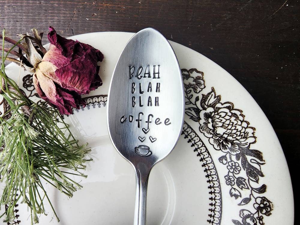 Blah Blah Blah, Coffee Spoon, Stamped Spoon, Tea Spoon, Spoon Me Maryland, Birthday, Co-Worker Gift, Silverware, Coffee Gift