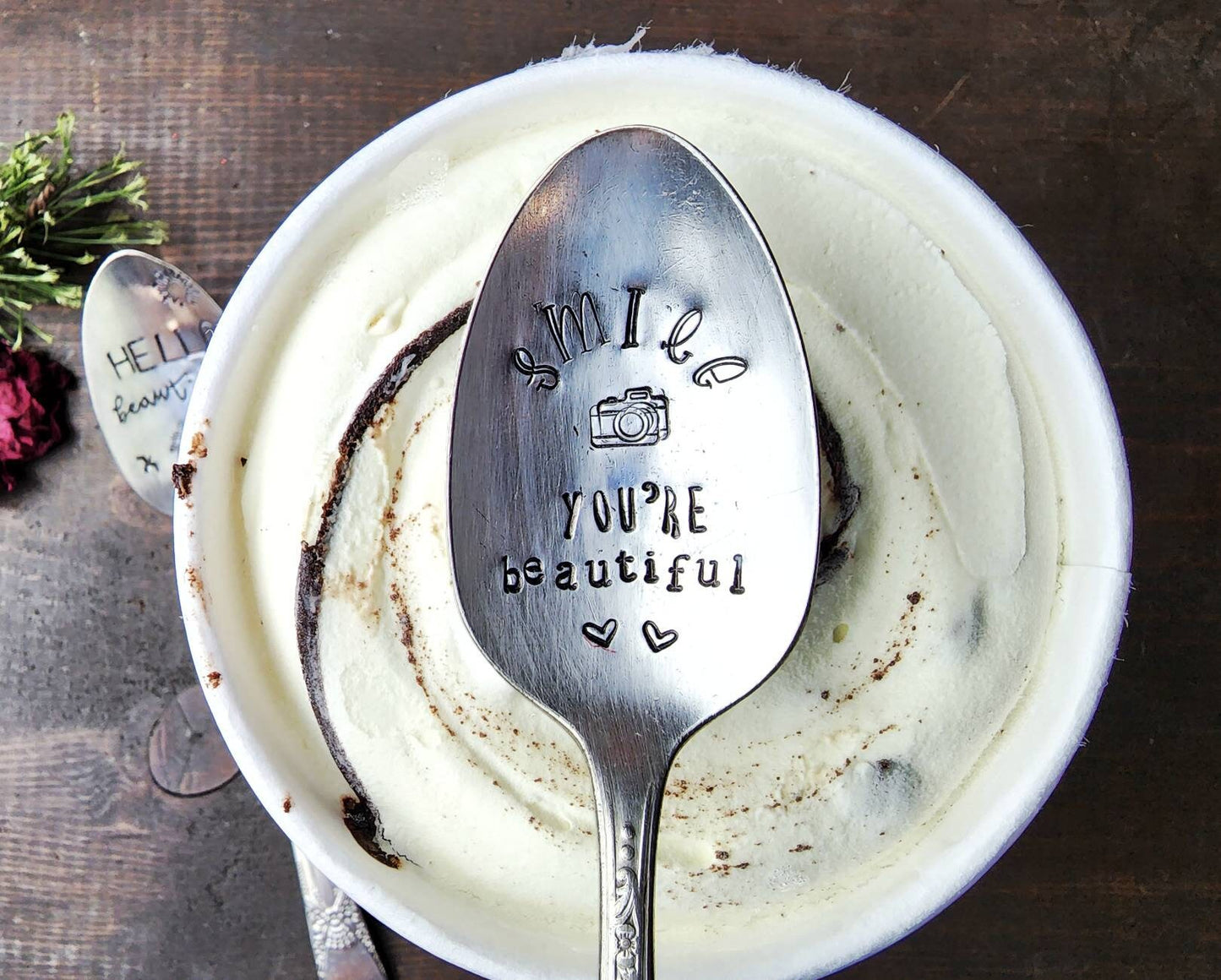 Smile You're Beautiful, Coffee Spoon, Stamped Spoon, Teaspoon, Spoon Me Maryland, Birthday, Valentine's Day, Silverware, Coffee Gift, Mantra