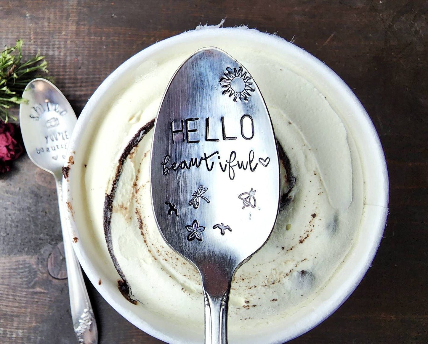 Hello Beautiful, Coffee Spoon, Stamped Spoon, Teaspoon, Spoon Me Maryland, Birthday, Valentine's Day, Silverware, Coffee Gift, Mantra