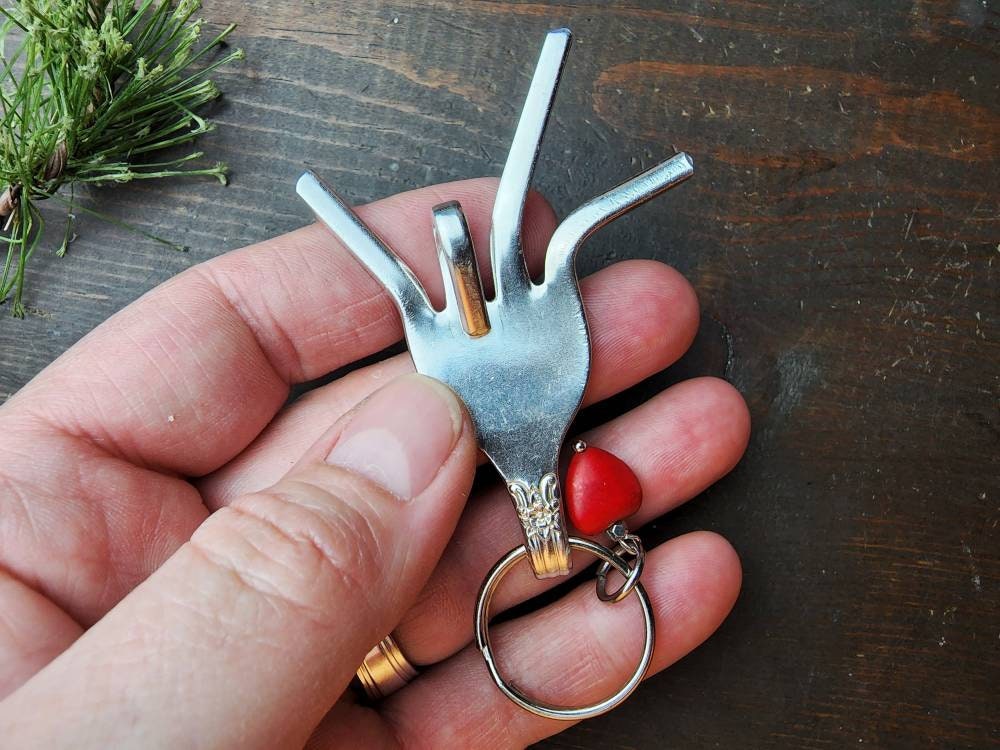 I Love You, Sign Language, Fork Key Chain, Valentine's Day, Gifts For Her, Funny Gifts, Silverware, ASL, Gifts Under 20, Handmade Gift