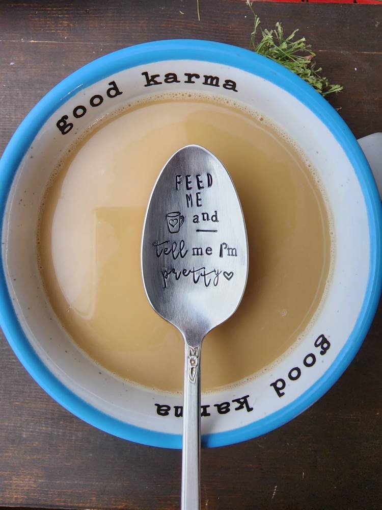 Tell Me I'm Pretty, Coffee Spoon, Stamped Spoon, Tea Spoon, Spoon Me Maryland, Birthday, Valentine's Day, Silverware, Coffee Gift