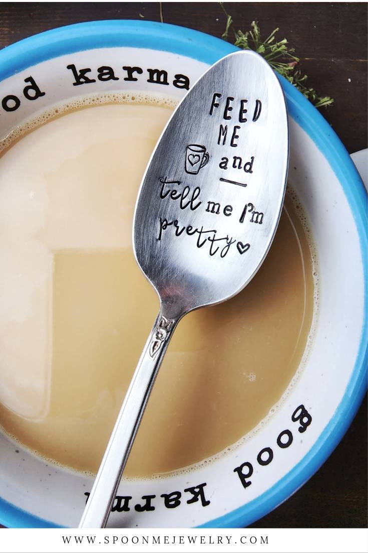 Tell Me I'm Pretty, Coffee Spoon, Stamped Spoon, Tea Spoon, Spoon Me Maryland, Birthday, Valentine's Day, Silverware, Coffee Gift