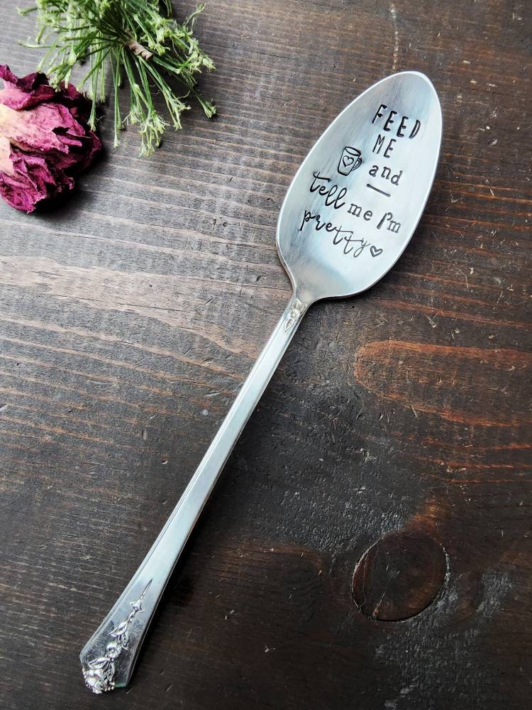 Tell Me I'm Pretty, Coffee Spoon, Stamped Spoon, Tea Spoon, Spoon Me Maryland, Birthday, Valentine's Day, Silverware, Coffee Gift