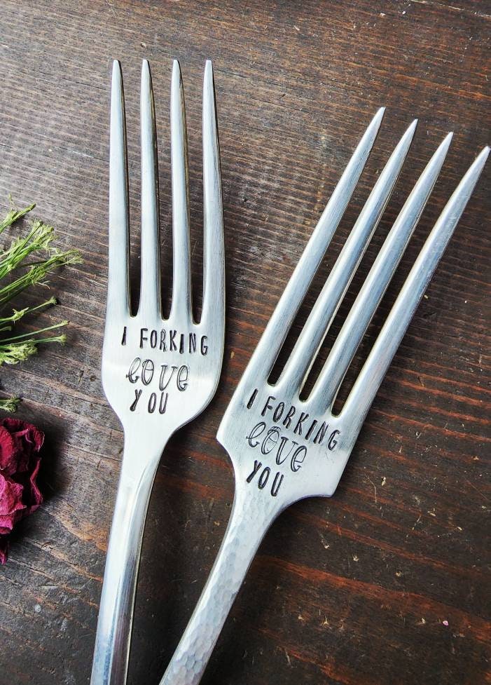I Forking Love You, Funny, Love Humor, Silverware, Personalized Fork, Gifts For Him, Spoon Me Maryland, Stamped Fork, Valentine's Day