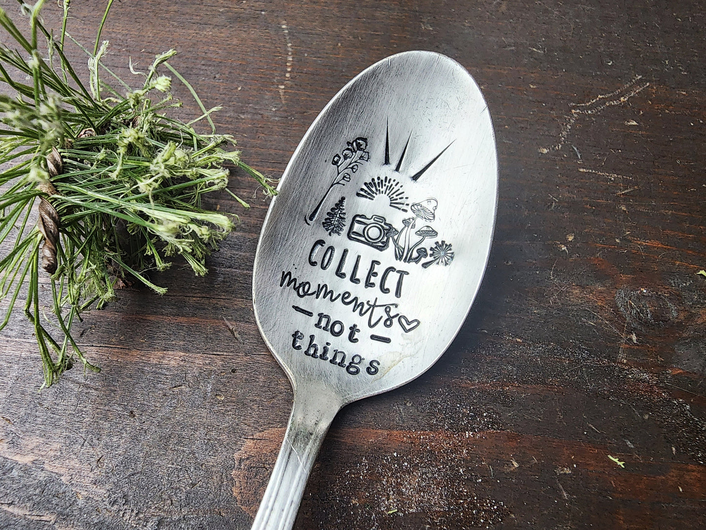 Collect Moments Not Things, Coffee Spoon, Stamped Spoon, Tea Spoon, Spoon Me Maryland, Birthday, Inspiring Gifts, Silverware, Repurposed