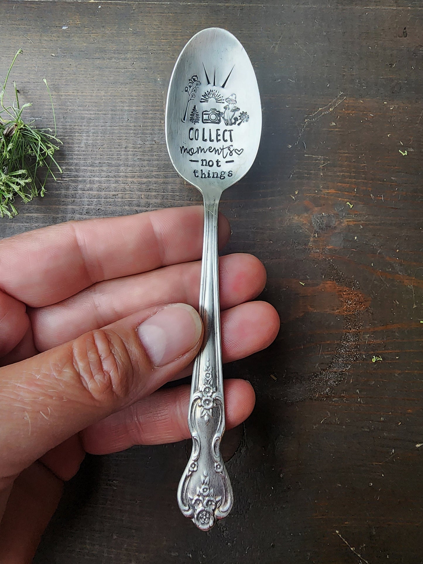 Collect Moments Not Things, Coffee Spoon, Stamped Spoon, Tea Spoon, Spoon Me Maryland, Birthday, Inspiring Gifts, Silverware, Repurposed