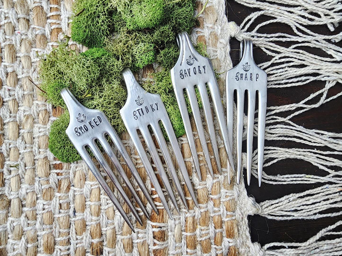 Cheese Forks, Cheese Lover Gift, Hand Stamped Silver, Markers, Handmade Gifts, Housewarming Gifts, Hostess Gift, Repurposed, Cheese Labels