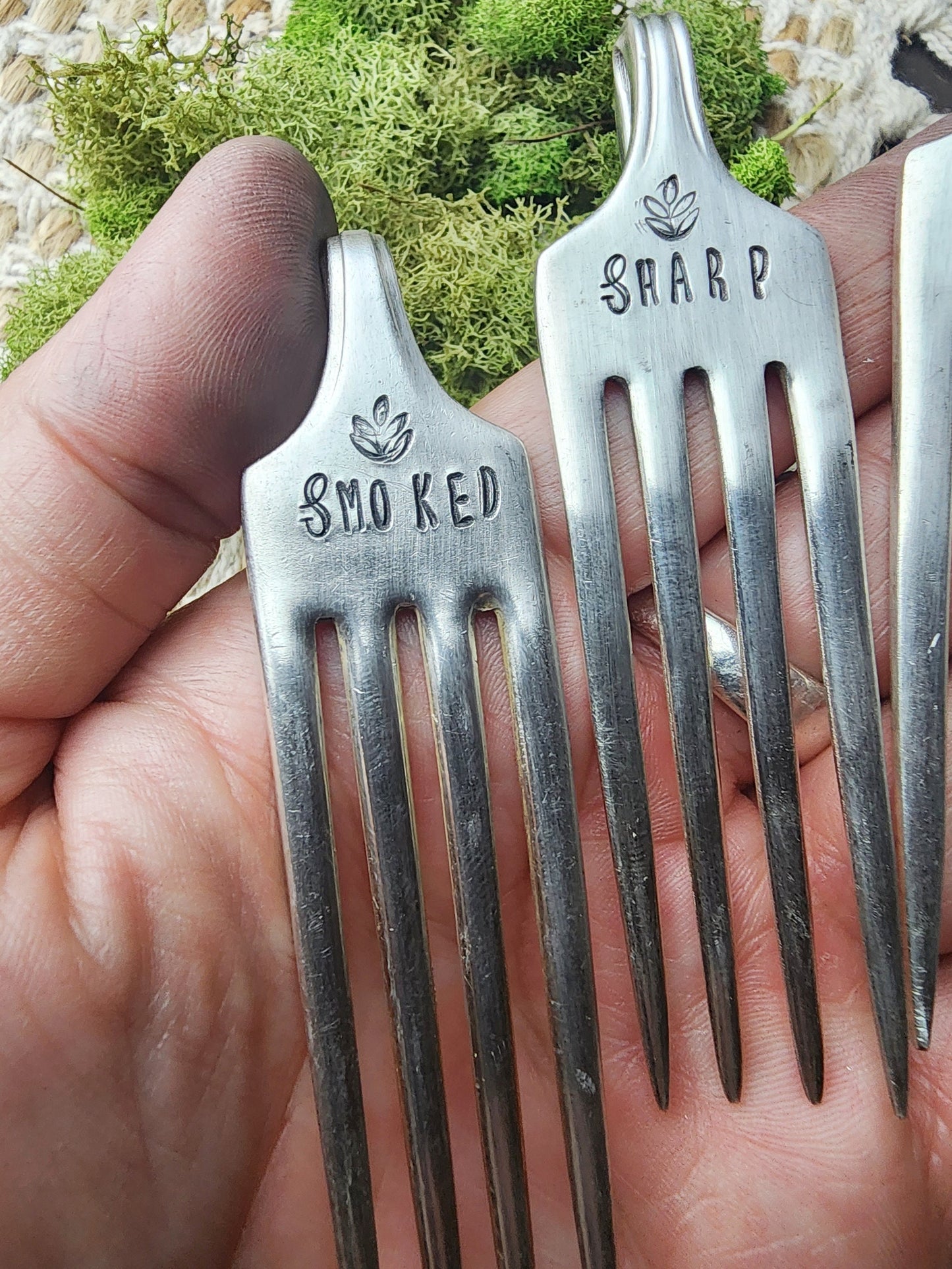 Cheese Forks, Cheese Lover Gift, Hand Stamped Silver, Markers, Handmade Gifts, Housewarming Gifts, Hostess Gift, Repurposed, Cheese Labels