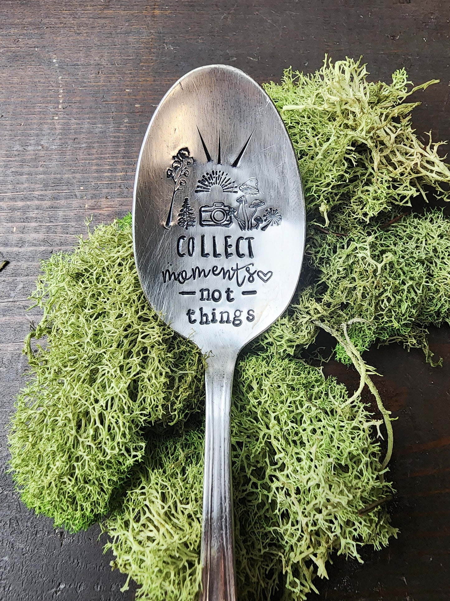 Collect Moments Not Things, Coffee Spoon, Stamped Spoon, Tea Spoon, Spoon Me Maryland, Birthday, Inspiring Gifts, Silverware, Repurposed