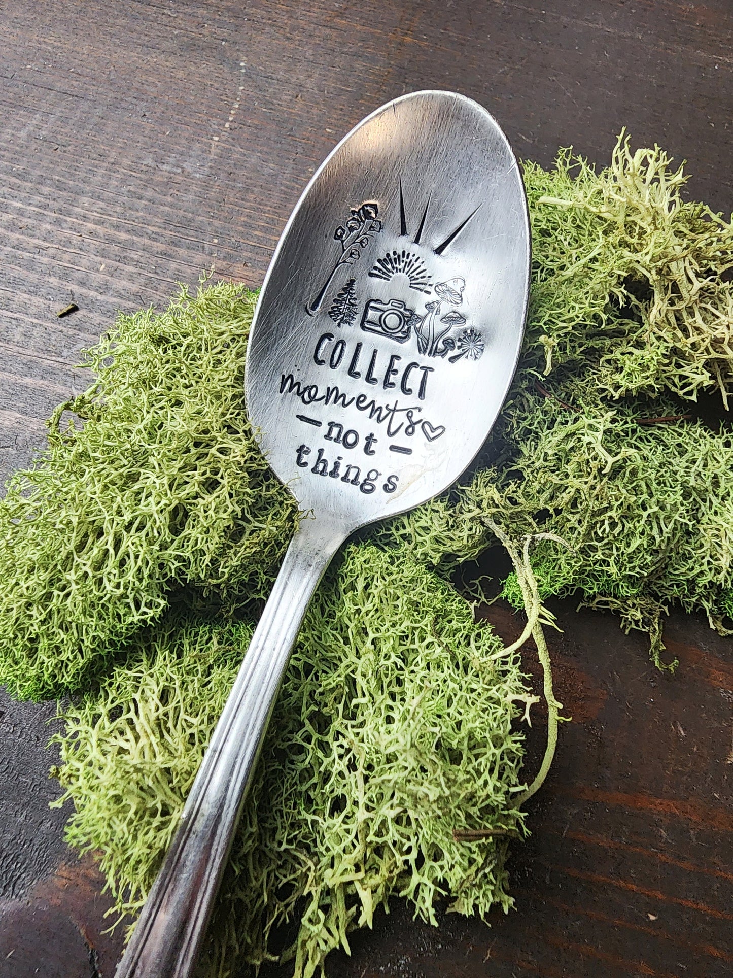 Collect Moments Not Things, Coffee Spoon, Stamped Spoon, Tea Spoon, Spoon Me Maryland, Birthday, Inspiring Gifts, Silverware, Repurposed
