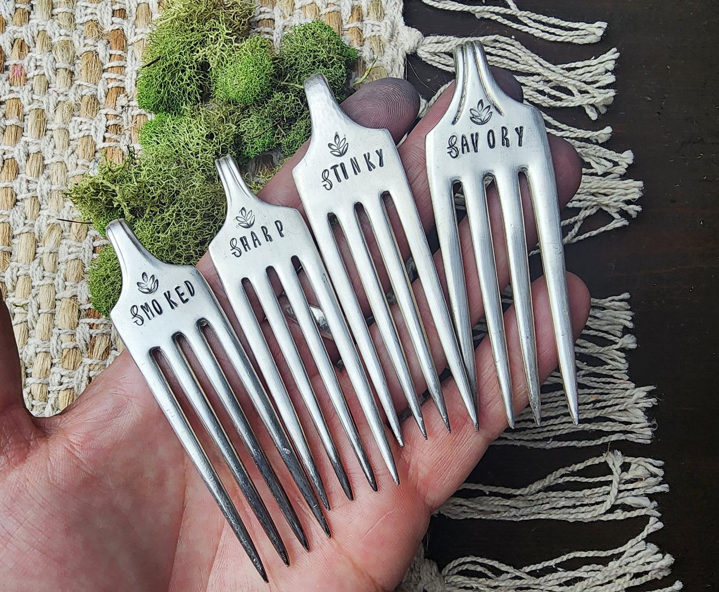 Cheese Forks, Cheese Lover Gift, Hand Stamped Silver, Markers, Handmade Gifts, Housewarming Gifts, Hostess Gift, Repurposed, Cheese Labels