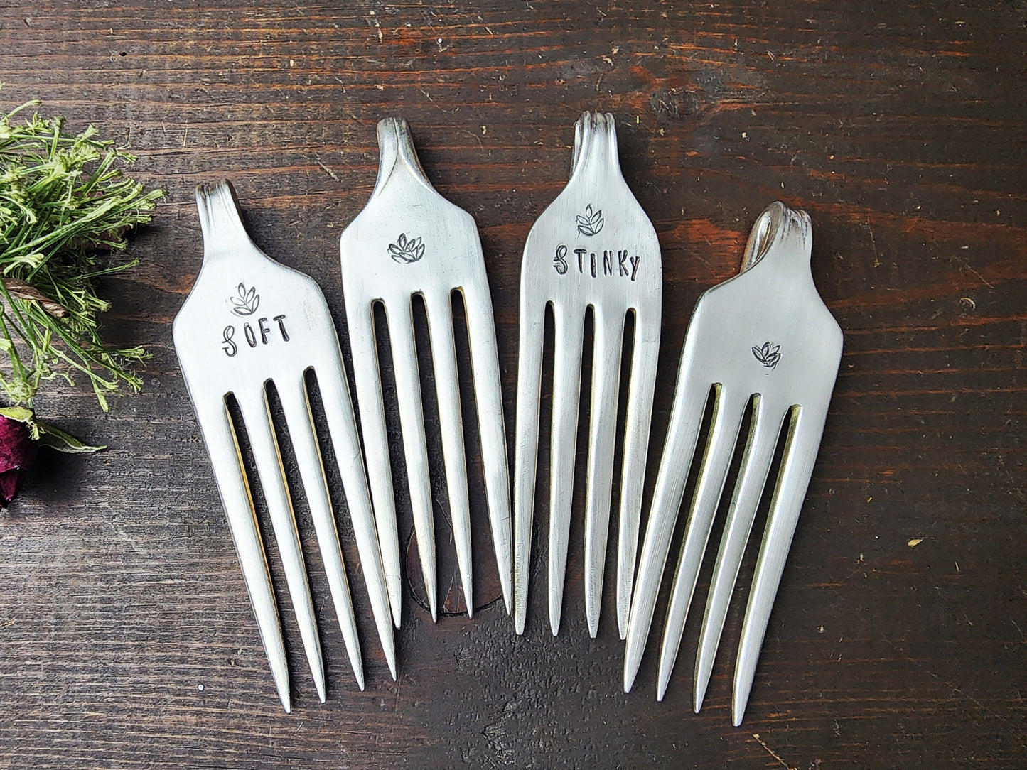 Cheese Forks, Cheese Lover Gift, Hand Stamped Silver, Markers, Handmade Gifts, Housewarming Gifts, Hostess Gift, Repurposed, Cheese Labels