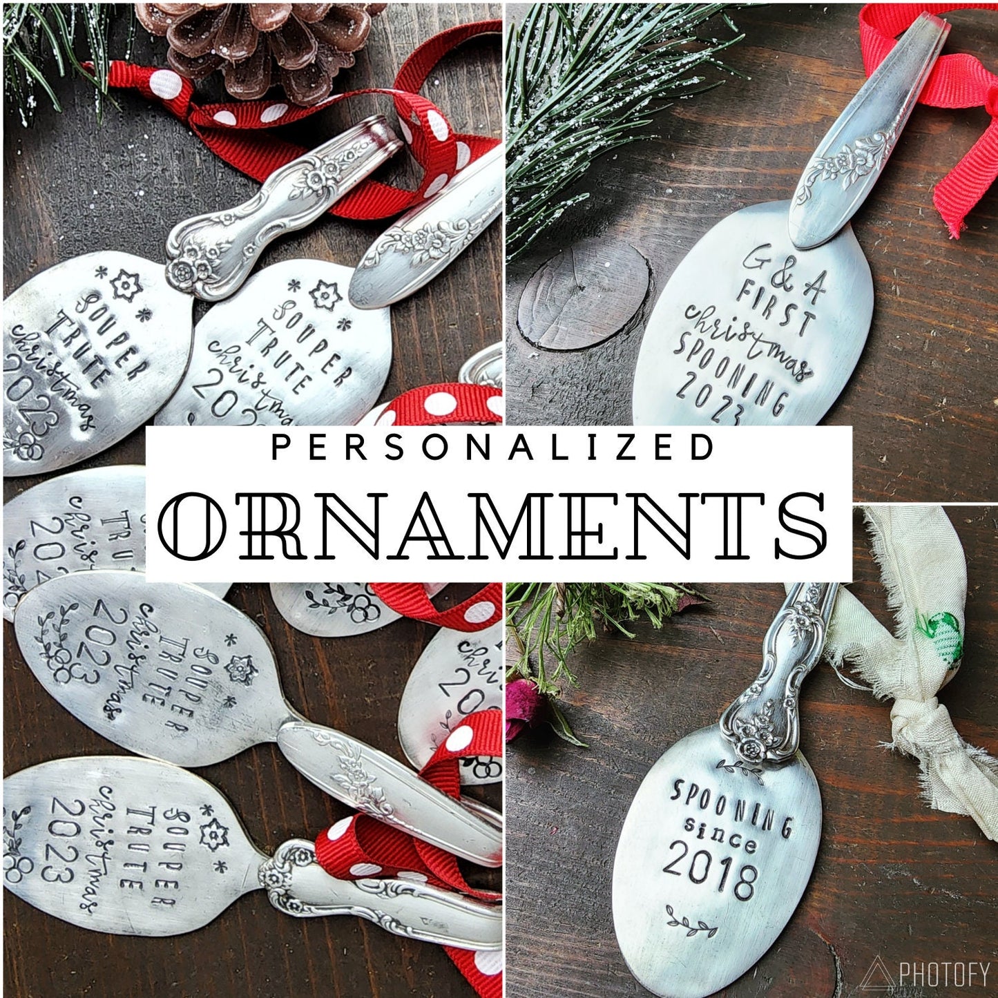 Personalized Ornament, Spooning Since, Christmas Gift, Stamped Spoon, New Couple, First Christmas, Family Gifts