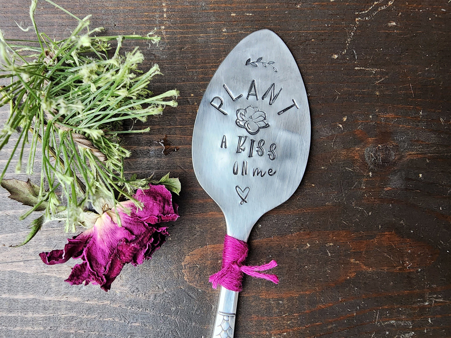 Plant A Kiss On Me, Garden Marker, Plantaholic, Funny Garden Gift, Stamped Spoon, Plant Lover, Spoon Me Maryland