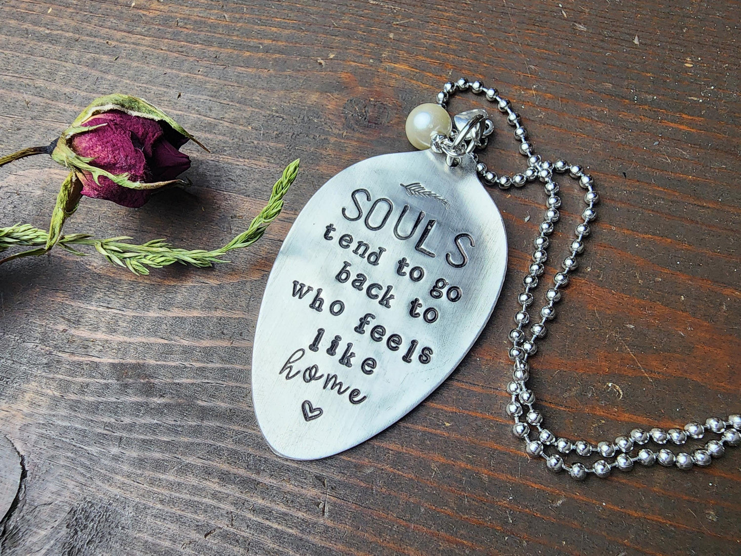 Hand Stamped Necklace, Spoon Handle Necklace, Spoon Necklace, Spoon Pendant, Spoon Jewelry, Gifts For Her, Handmade Jewelry, Silver Pendant