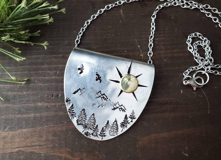 Silverware Jewelry, Spoon Necklace, Wildflowers, Spoon Choker, Friend Gift, Gifts for Her, Statement Jewelry, Birthday Gift, Stamped Spoon