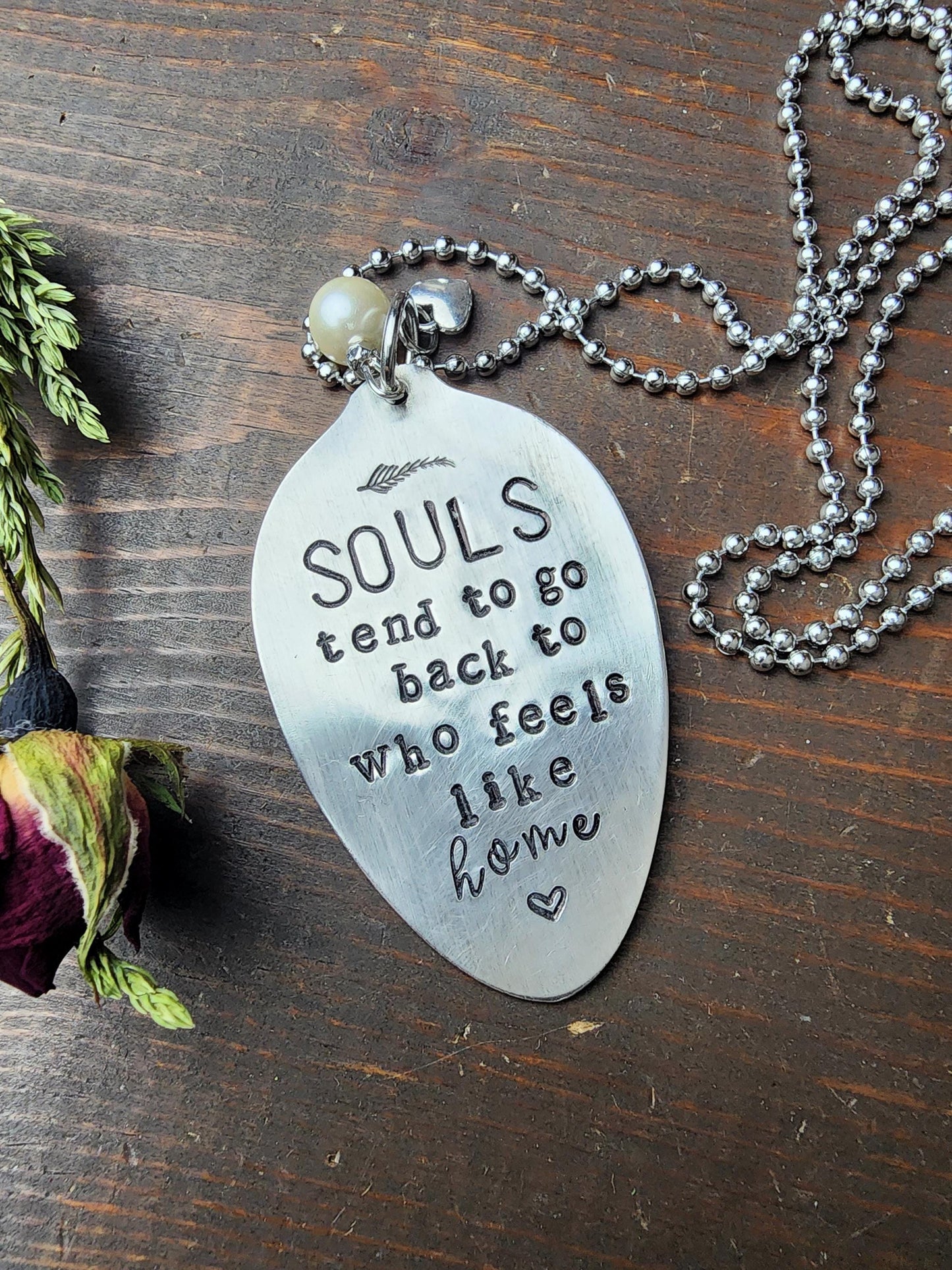 Hand Stamped Necklace, Spoon Handle Necklace, Spoon Necklace, Spoon Pendant, Spoon Jewelry, Gifts For Her, Handmade Jewelry, Silver Pendant