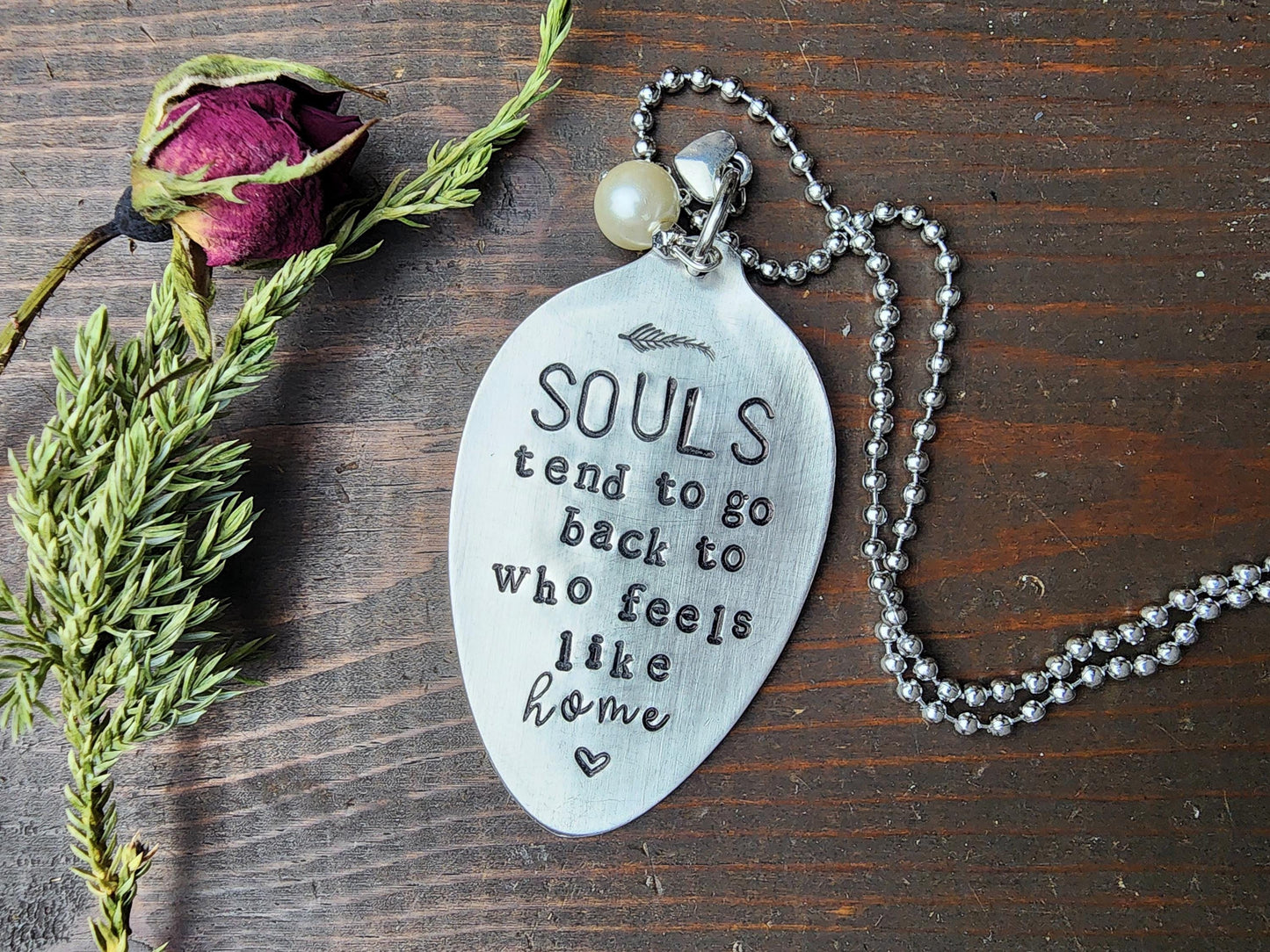 Hand Stamped Necklace, Spoon Handle Necklace, Spoon Necklace, Spoon Pendant, Spoon Jewelry, Gifts For Her, Handmade Jewelry, Silver Pendant